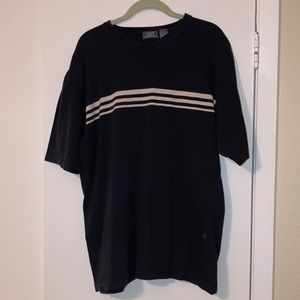 navy blue oversized striped tee